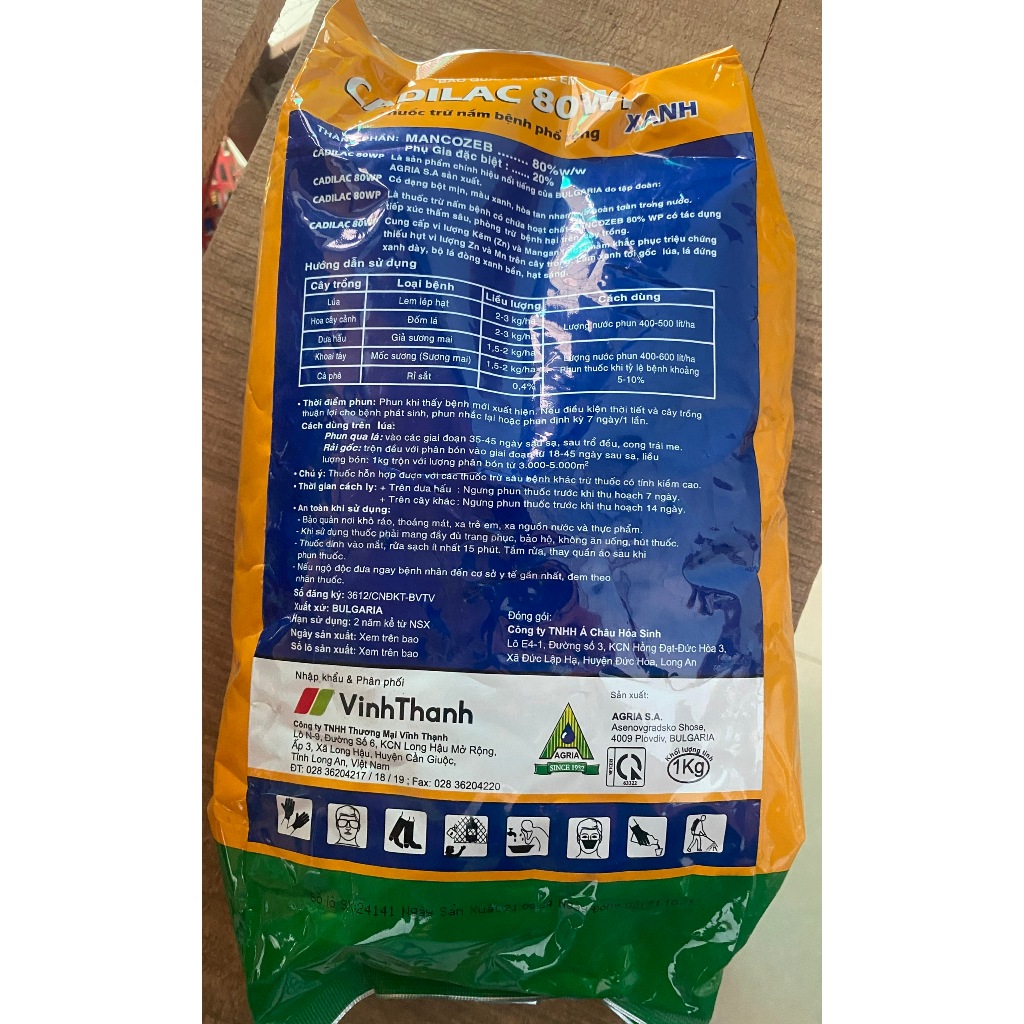 Cadilac 80WP Mancozeb Xanh Vĩnh Thạnh ngừa thán thư, giúp quả căng bóng. Gói 1Kg