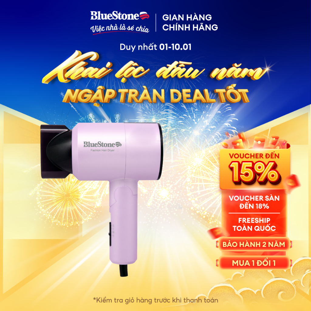 Máy Sấy Tóc BlueStone HDB-1827 | 1100W – Nhỏ Gọn – 3 Chế Độ Sấy – Bảo Vệ Tóc – Bảo Hành 2 Năm