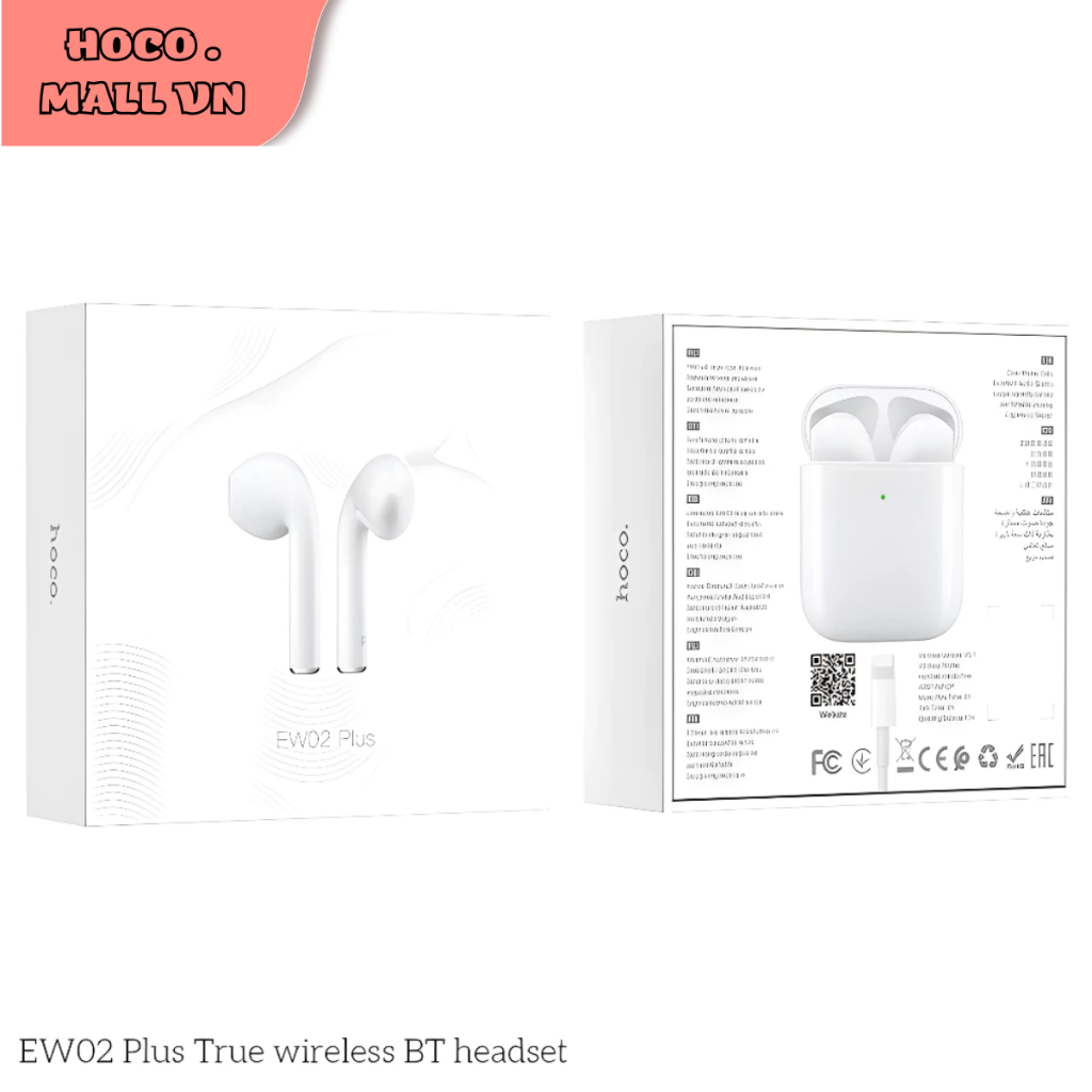 Tai Nghe Bluetooth Hoco EW02 Plus TWS 5.1 Không Dây, Nghe Nhạc 4H, Có Mic Đàm Thoại, Âm Thanh Rõ Nét