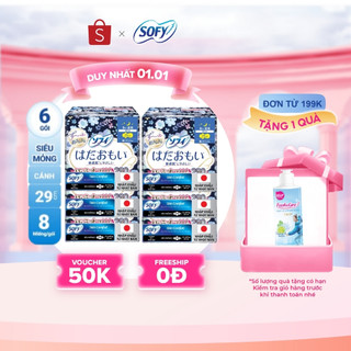  Bộ 6 Băng vệ sinh siêu mềm mỏng Sofy Skin Comfort Ultra Thin 29cm có cánh 8 miếng gói  Nhập khẩu  
