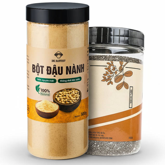 Combo Bột đậu nành 500g + Hạt chia đen 500 - DK Harvest - siêu tiết kiệm hơn khi mua lẻ