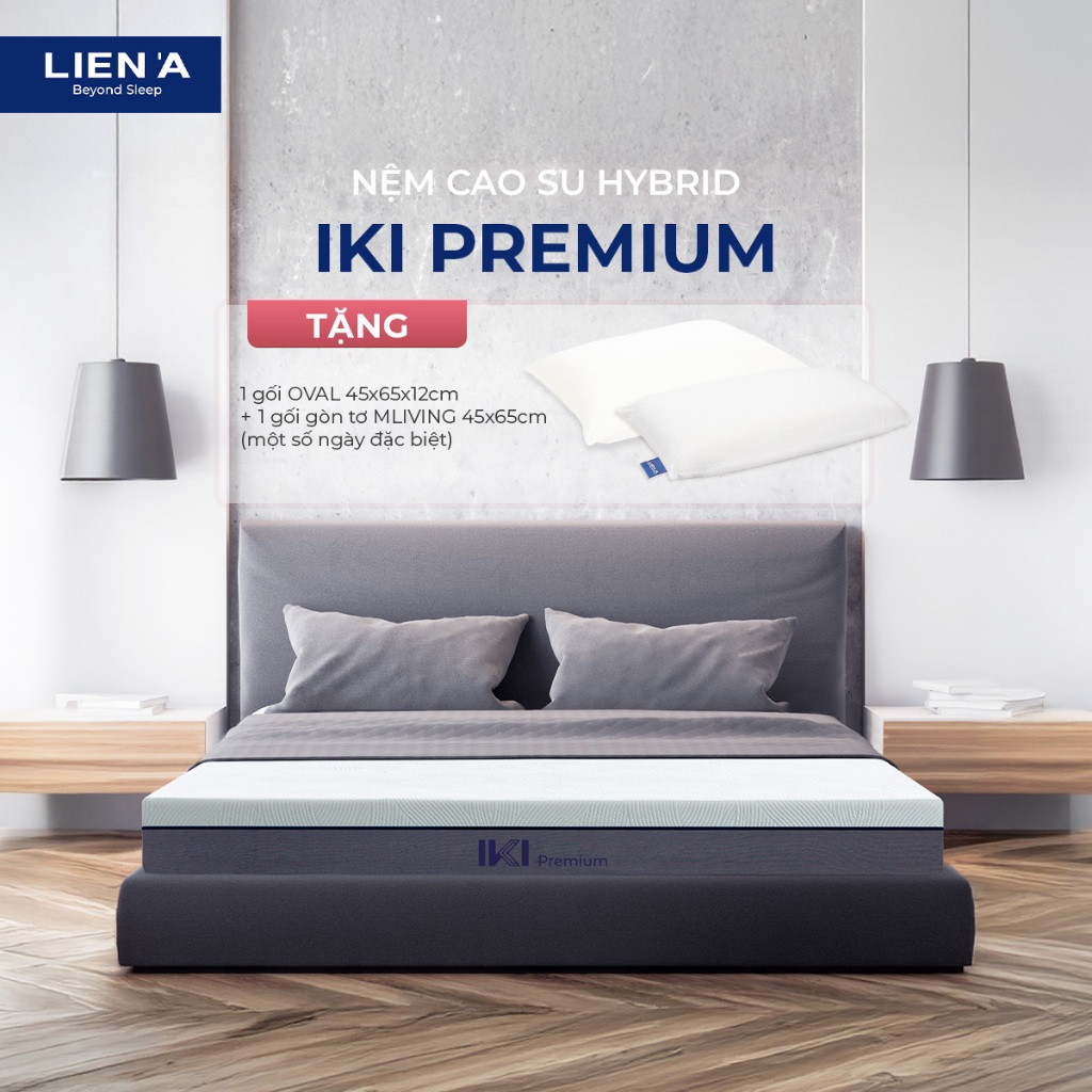 Nệm Cao Su Hybrid IKI Premium Liên Á Dày 20cm, Áo Nệm Công Nghệ Làm Mát CoolAdapt