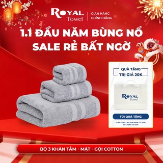  Combo 3 "Tiện Lợi" gồm 1 khăn tắm-1 khăn gội-1 khăn mặt ROYAL TOWEL 100% cotton dày thấm hút không đổ lông không ra màu 