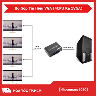 Bộ Gộp VGA 2CPU/4CPU Ra 1 VGA – VGA Switch 2 In 1 Out/4 In 1 Out Vỏ Kim Loại Chống Nhiễu