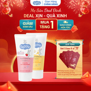  Kem đánh răng cho bé Bebble dùng cho trẻ từ 6 tháng không flouride an toàn khi nuốt phải 50ml 
