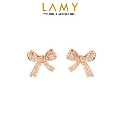 Khuyên tai bạc nữ LAMY Bow Rose Gold Earrings 3028 - Bạc cao cấp
