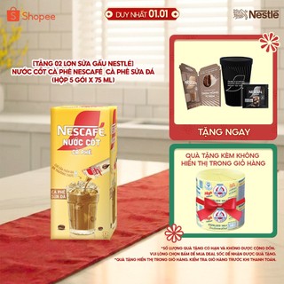   TẶNG 02 LON SỮA GẤU NESTLÉ  NƯỚC CỐT CÀ PHÊ NESCAFÉ - CÀ PHÊ SỮA ĐÁ  hộp 5 gói x 75 ml  