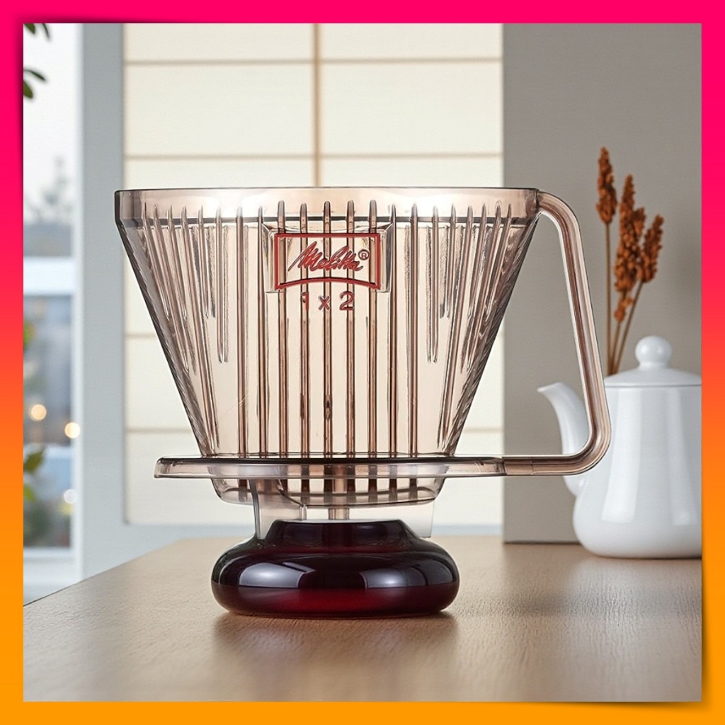 Melitta Coffee Dripper with Measuring Spoon - Plastic, Brown, Aroma Filter Series, 1 to 4 Cups