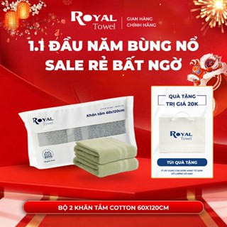  Bộ 2 khăn tắm lớn 60x120cm ROYAL TOWEL 100% cotton mềm mịn thấm hút bông dày dùng cho khách sạn gia đình 
