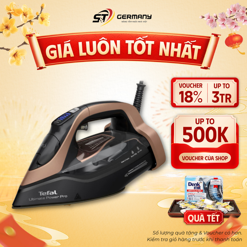 Bàn là hơi nước TEFAL FV9E50E0 Ultimate Power Pro nội địa Đức, bàn là hơi nước made in France German