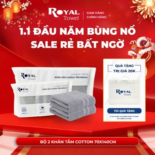  Bộ 2 khăn tắm to 70x140cm ROYAL TOWEL 100% cotton mềm mịn thấm hút bông dày dùng cho spa khách sạn gia đình 