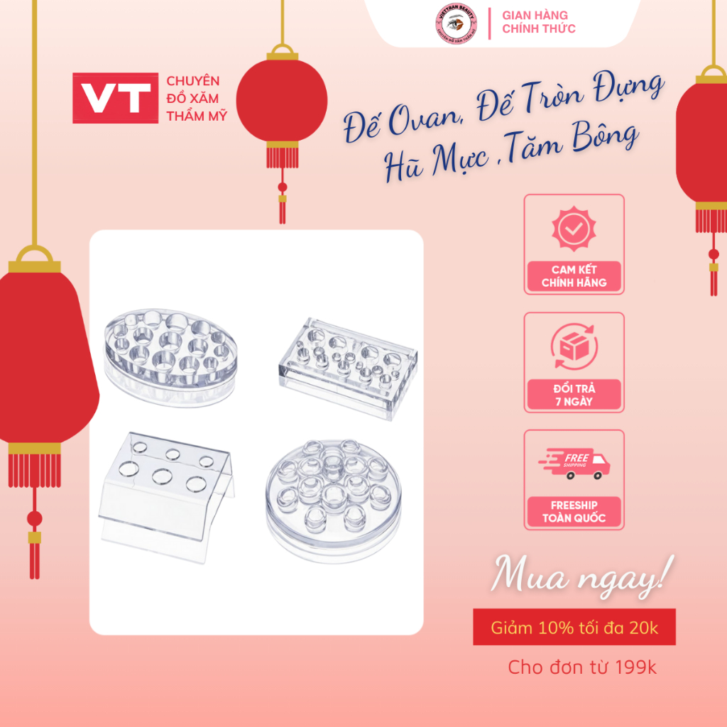 Đế Ovan -Đế Tròn Đựng Hũ Mực ,Tăm Bông
