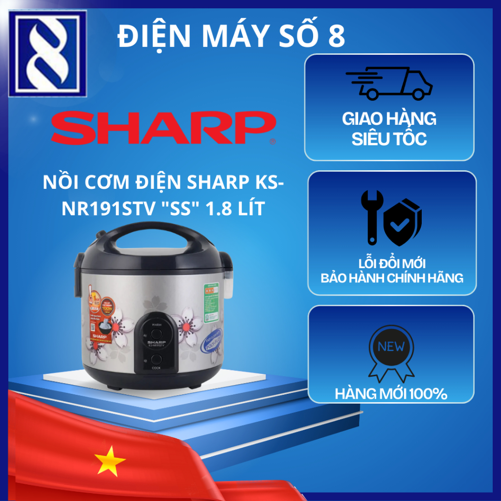 Điện Máy Số 8 | KS-NR181STV "SS" | KS-NR191STV "SS" | Nồi Cơm Điện Sharp KS-NR181STV "SS" KS-NR191ST