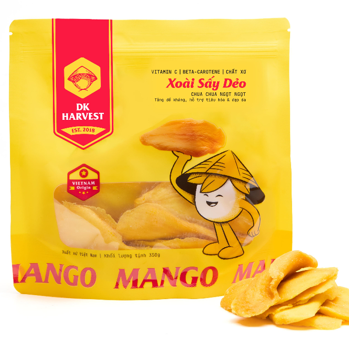 Xoài Sấy Dẻo DK Harvest Vị Nguyên Bản 100% Xoài Tự Nhiên - Túi 350g