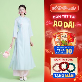  Áo Dài Cách Tân Xanh Ngọc Cổ Tàu Tay Lỡ 4 Tà - Duyên Dáng Thướt Tha Sang Trọng | Áo dài Phương Linh 