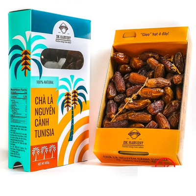 Chà là sấy dẻo không đường DK HARVEST 450g, quả chà là khô nguyên cành TUNISIA, dẻo ngọt tự nhiên, giàu dinh dưỡng