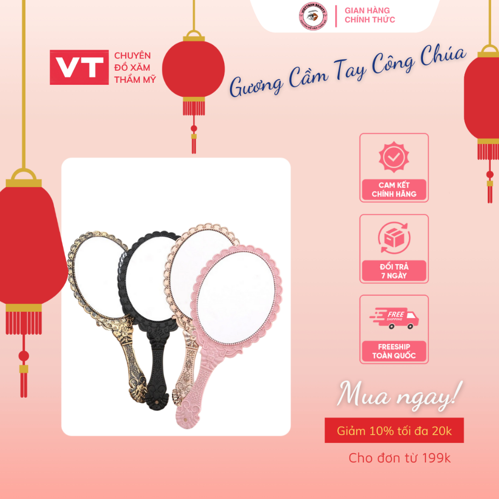 Gương Cầm Tay Công Chúa,gương hoàng cung mini