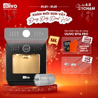  Nồi chiên hơi nước OLIVO SF16 PRO - Nồi chiên hấp 70 chương trình cài sẵn 16L - 2800W có trục xiên quay lồng quay 
