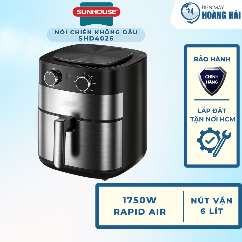 SHD4026 | Nồi chiên không dầu Sunhouse 6 lít SHD4026 - Hàng chính hãng