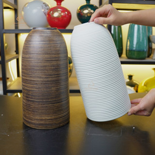  Bình gốm cắm hoa trang trí TẾT lọ hoa gốm Bát Tràng dáng chuông cao 32cm men mộc cắm tuyết mai thanh liễu cành đào 