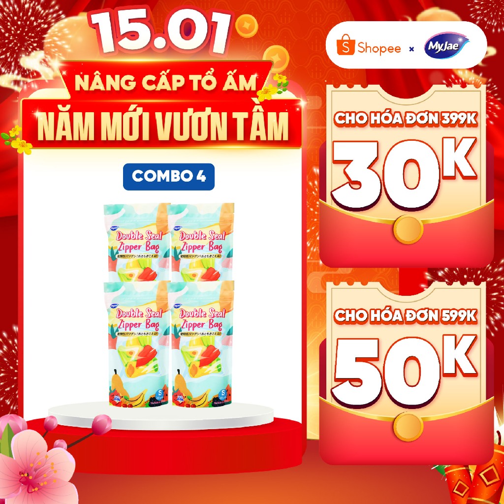 Combo 4 Túi Zip Đựng Thực Phẩm MyJae size S (20 cái)