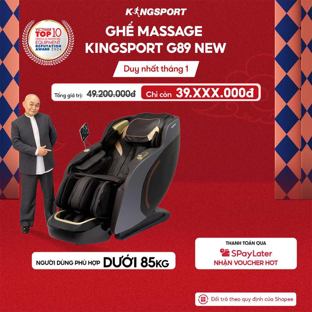 CHỈ GIAO MIỀN BẮC | Ghế massage KINGSPORT G89 New có body scan, công nghệ lọc khí ion âm, con lăn 3D
