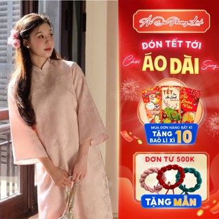  Áo Dài Cách Tân Gấm Châu Sa 2 Tà Vân Hoa Nổi – Áo Dài Nữ Dáng Suông Cao Cấp | Áo dài Phương Linh 