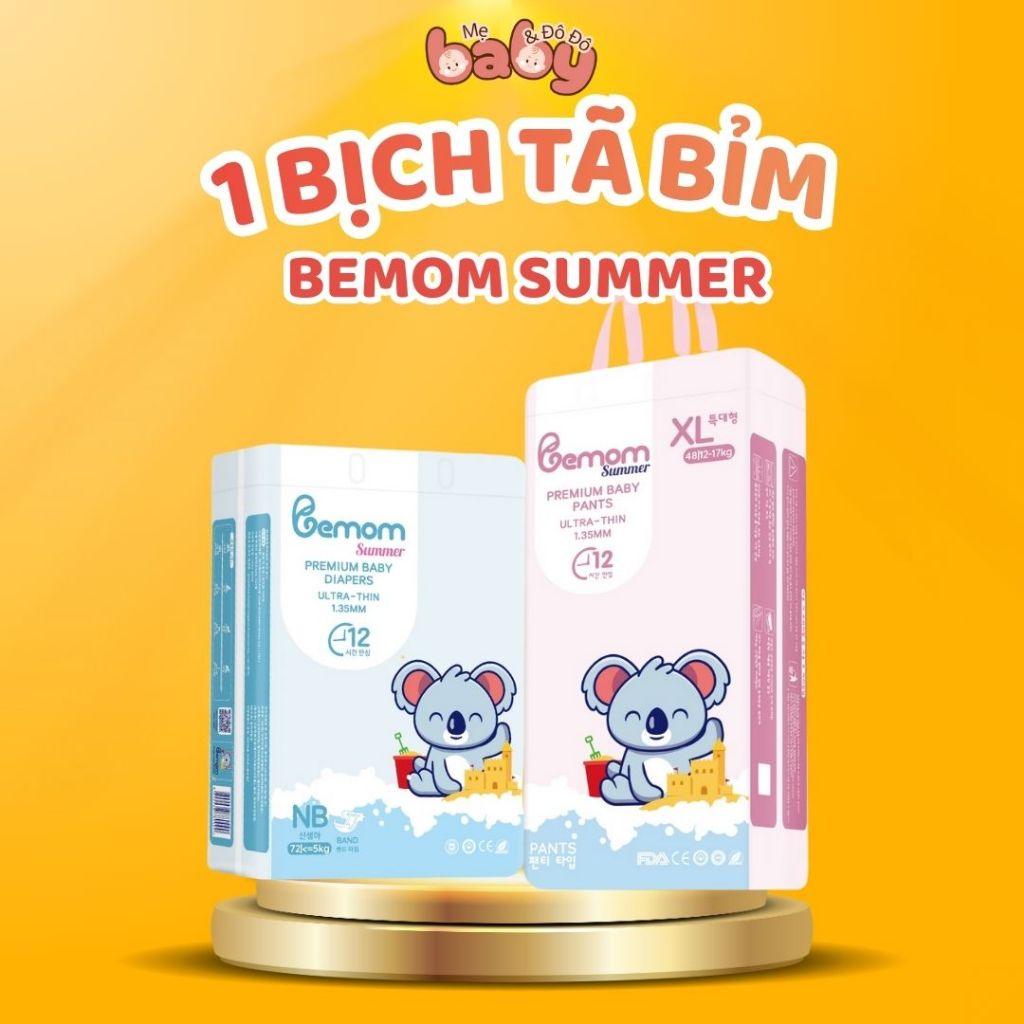 [ 1 Bịch Bỉm Bemom Summer ] Bỉm Bemom Summer Size NB72/SD60/MD52/LD50/MQ52/LQ50/XL48/XXL44/XXXL40/XX
