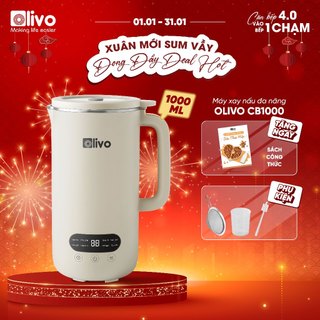  Máy làm sữa hạt mini OLIVO CB1000 dung tích 1L xay nấu đa năng chống trào hiệu quả lưỡi dao 10 cánh 
