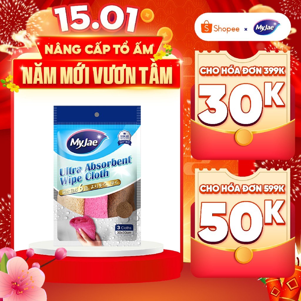 Khăn lau siêu thấm siêu hút nước  MyJae (3 màu/bịch)