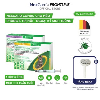  NexGard COMBO - Ống nhỏ gáy phòng & trị nội ngoại ký sinh trùng dành cho Mèo - 1 hộp 3 ống 