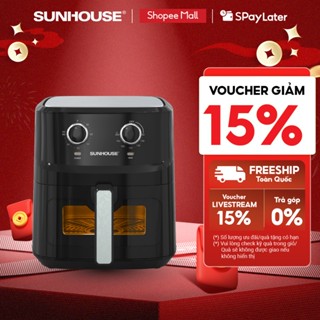   Bản mới  Nồi chiên không dầu 6.5L SUNHOUSE SHD4030 - Công nghệ Rapid Air giảm tới 80% dầu mỡ - Khoang chiên trong suốt 