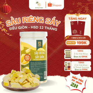  Sầu riêng sấy giòn organic Khóm Store trái cây sấy nguyên chất không đường hũ 120g 160g 