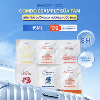  Combo 6 Sample Sữa Tắm Nữ 15ML Gel tắm Svanor Hương Nước Hoa Thơm Lâu Dưỡng Da Thơm Lâu Lưu Hương 8H 