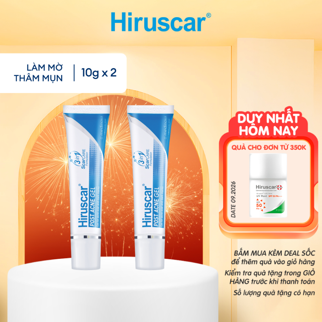  Bộ 2 gel chăm sóc sẹo mụn và mụn thâm Hiruscar Post Acne 10g 