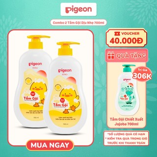  Combo 2 Sữa Tắm Gội Dưỡng Ẩm Cho Bé Pigeon 700ml Dịu Nhẹ Mềm Mại An Toàn Cho Da 