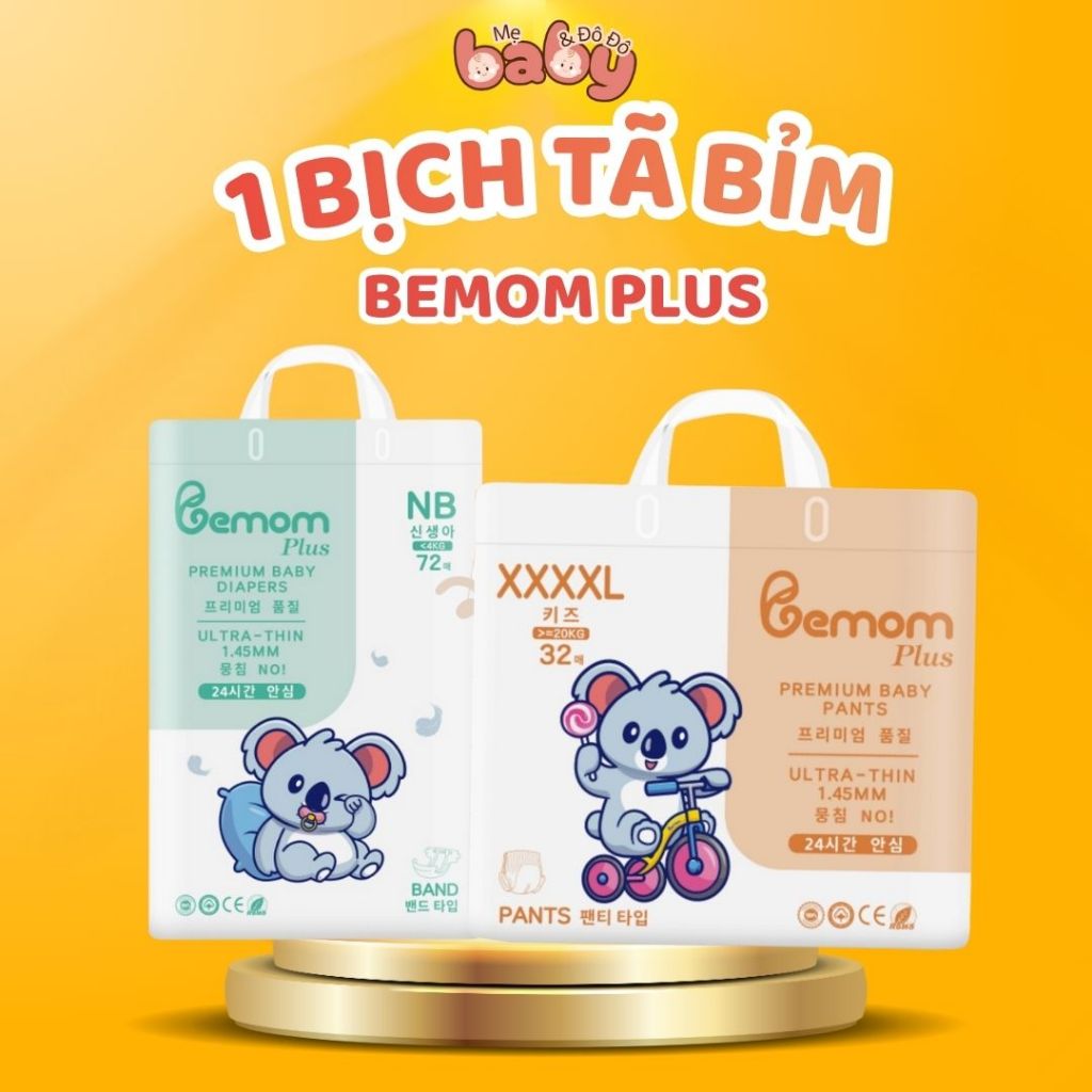 [ 1 Bịch Bỉm Tã Bemom Plus ] Tã Bỉm Bemom Plus Cho Bé Full Size