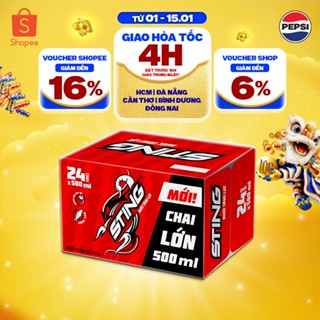   HỎA TỐC  Thùng 24 Chai Nước Tăng Lực Sting Dâu  500ml chai  