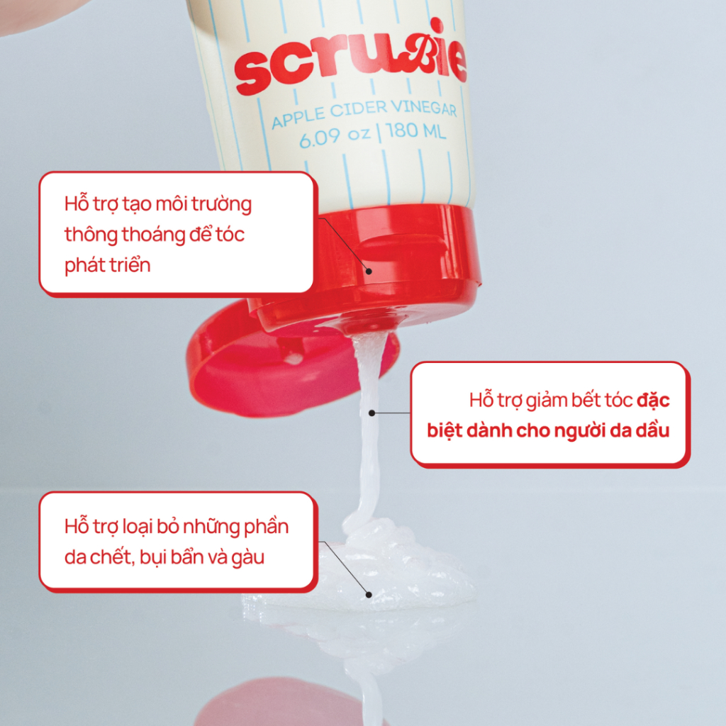 Ttbc da đầu giấm táo Scrubie 180m dành cho da đầu dầu nhanh bết; hỗ trợ sạch tóc, giảm ngứa gàu | BigBuy360 - bigbuy360.vn