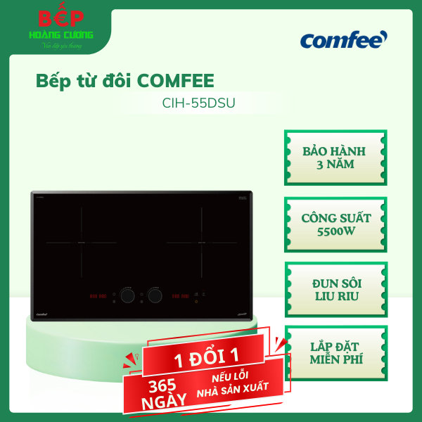 Bếp từ Comfee CIH-55DSU – Mặt kính chịu lực - Điều khiển cảm ứng - Dễ vệ sinh - Miễn Phí Lắp Đặt