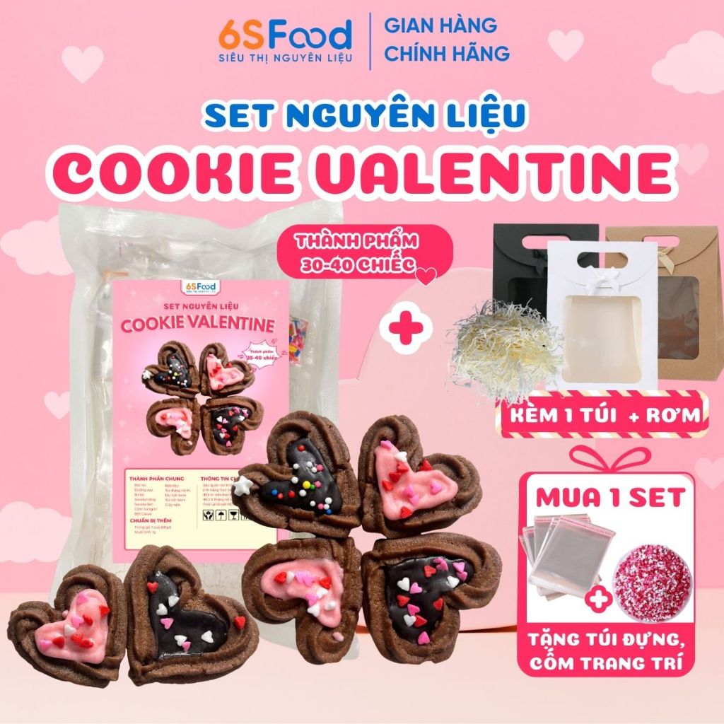 Set Nguyên Liệu làm Cookie Valentine quà tặng người yêu xinh xắn dễ làm-  6SFOOD