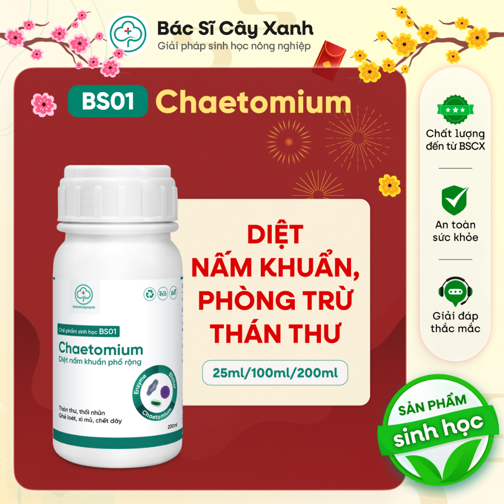 BS01 Chaetomium Trị Đốm Lá Vàng Lá Thán Thư 25ml 100ml 200ml - Diệt Nấm Bệnh Trị Thối Trái - Bác Sĩ 