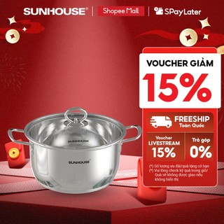  Nồi Inox 5 đáy Sunhouse SHG788- 16 20 24 cm - Công nghệ Impact Bonding - Hiệu suất bắt từ 100% - Dùng mọi loại bếp 