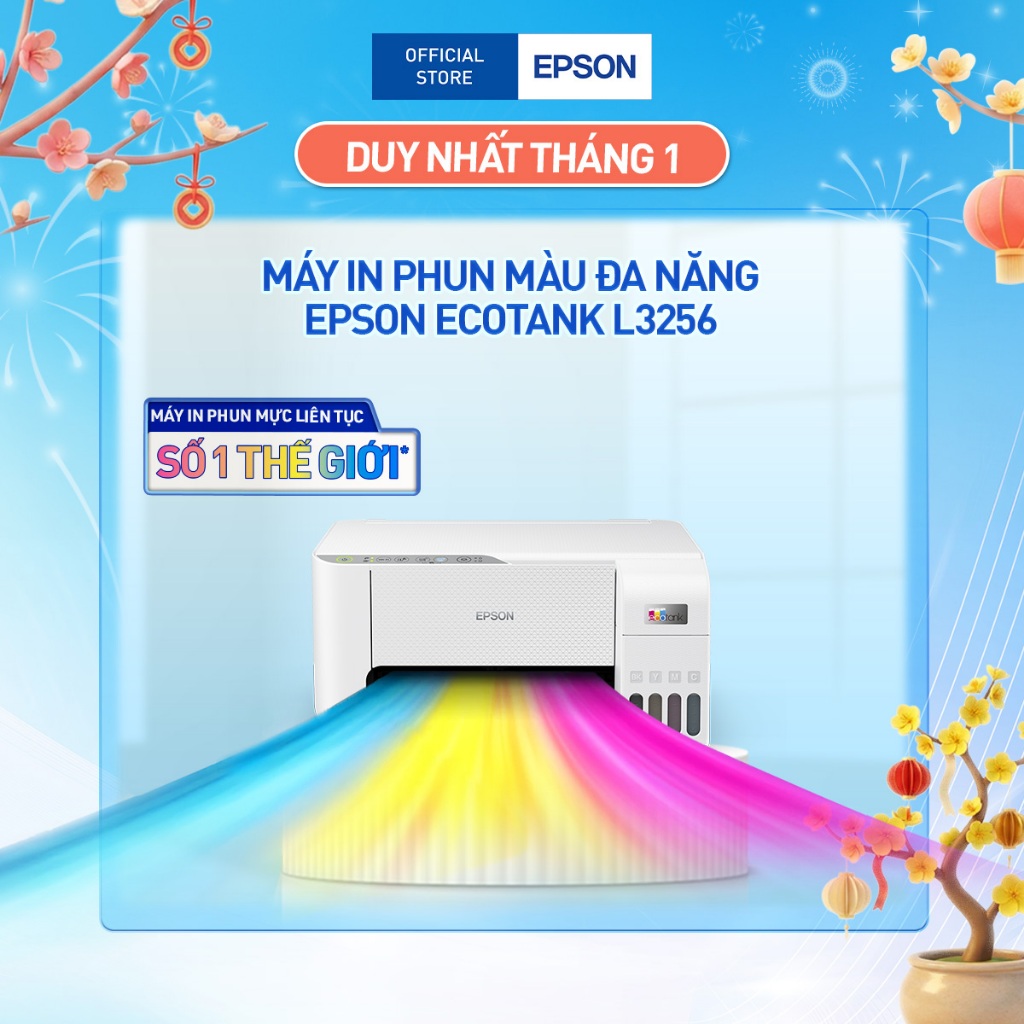 Máy In Phun Màu Đa Năng Epson EcoTank L3256 (Bao Gồm Bộ Mực Chính Hãng Đi Kèm)