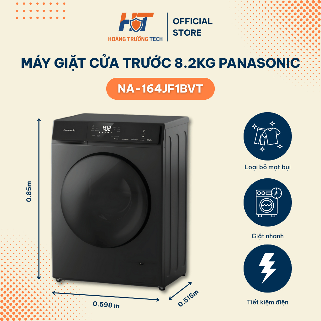 Máy Giặt Cửa Trước 8.2kg Công Nghệ Hygiene Care Panasonic NA-164JF1BVT Loại Bỏ Mạt Bụi Giặt Nhanh Êm