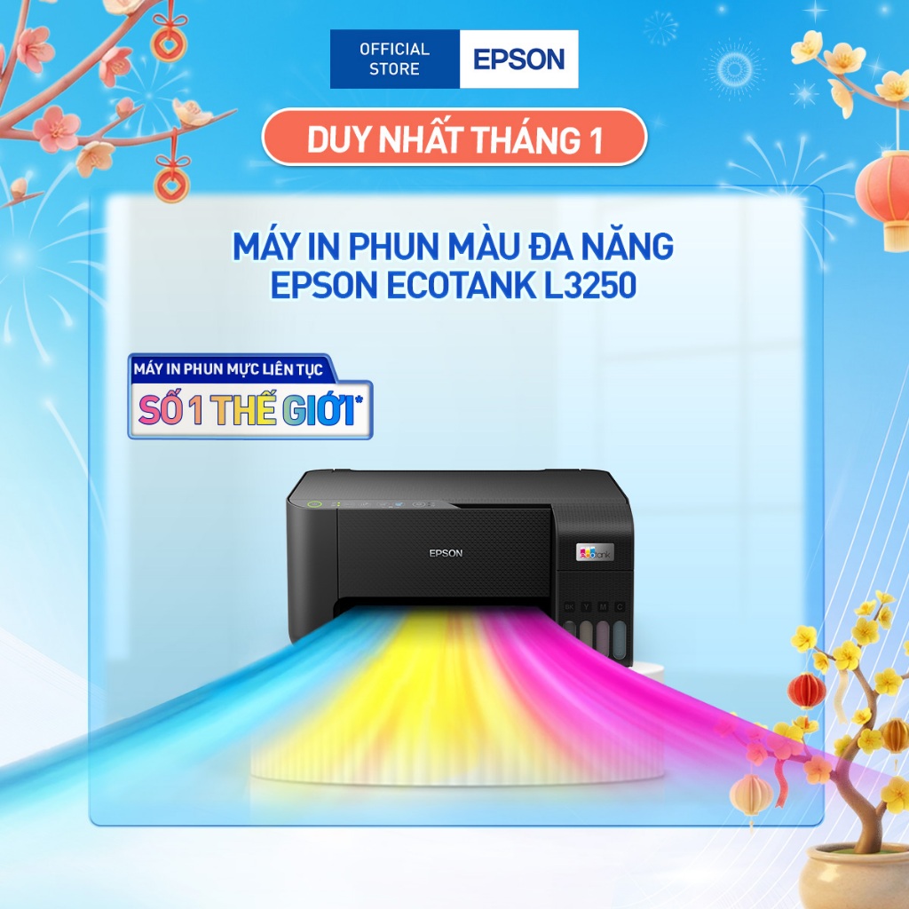 Máy In Phun Màu Đa Năng Epson EcoTank L3250 (Bao Gồm Bộ Mực Chính Hãng Đi Kèm)