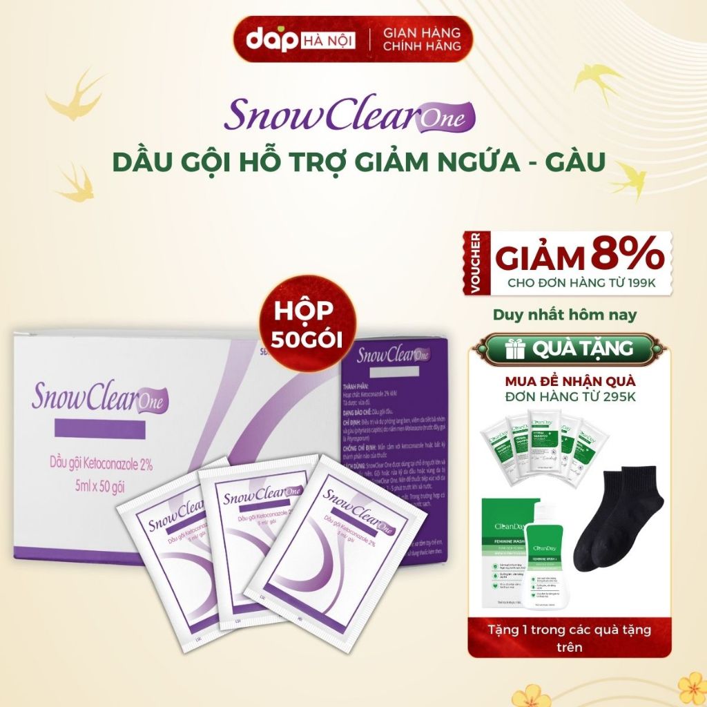 Hộp 50 gói dầu gội sạch gàu Snow Clear One giảm ngứa nấm da đầu và lang ben
