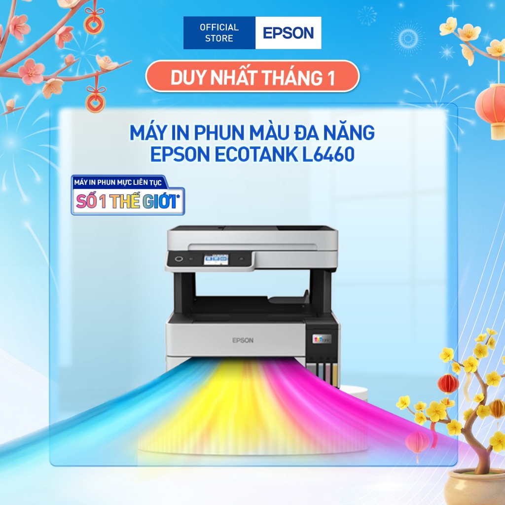 Máy In Phun Màu Đa Năng Epson EcoTank L6460 (Bao Gồm Bộ Mực Chính Hãng Đi Kèm)