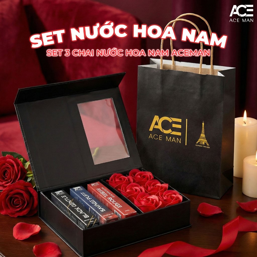 Set nước hoa nam cao cấp ACEMAN - Set quà tặng nam giới với 3 mùi hương nước hoa trẻ trung cá tính