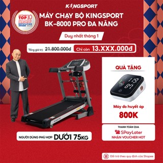   LIVE  Máy chạy bộ KINGSPORT BK-8000 Pro đa năng tốc độ tối đa 14km h kèm đai massage và thanh gập bụng 